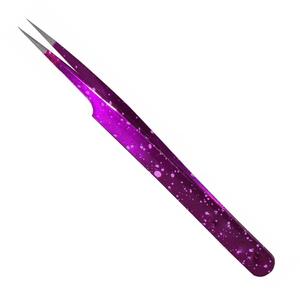 Pinzas Quirúrgicas Morje de Acero Inoxidable para Pestañas, Punta Suave, Color Morado, Herramientas de Maquillaje - Product Image 4