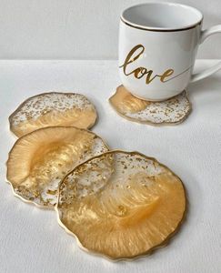 Drink Coasters Flower Cup <b>Mat</b> Epoxy Resin Pressed Flower Coasters with Colorful Natural Floral Reusable Round Kitchen Utensils - Product Image 1