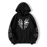 Sudadera con Capucha Extra Grande con Diseño Personalizado de Araña con Pedrería, 350g, Mezcla de Poliéster/Algodón, Felpa Transpirable y Ecológica