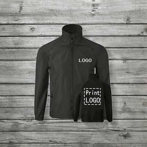 Men's Windproof <b>Racer</b> <b>Jacket</b> Zipper Closure Solid Color Polyester Material Front Logo Print Autumn Wear Sporty Style - Product Image 6