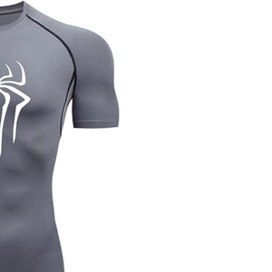 Premium <b>Men</b> <b>Compression</b> <b>Shirts</b> Knitted 100% Polyester Short Sleeves Athletic Gym Training Eco-Friendly Lightweight - Product Image 2
