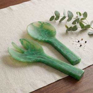 Wood Salad Servers Set With <b>Pressed</b> <b>Flowers</b> Eco-Friendly Dishwasher Safe Serving Spoon And Fork For Fresh Vegetables Decor - Product Image 4