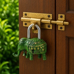 Brass <b>Padlock</b> Elephant Vintage Design Small Antique Style Safety Lock Decorative Spiritual Collectible for Home Temple Gift - Product Image 5