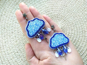 Bijoux faits main MULTI CRAFT, inspirés de la nature, en forme de fleur, avec perles, broderie en coton, imitation perle plaquée argent, légers - Product Image 2