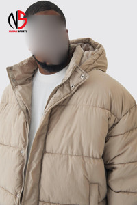 Men's Boxy Crinkle Nylon Puffer Jacket High-Demand Plus Size Winter Quilted Bubble with <b>Sand</b> Windproof New Style <b>Decorated</b> Fur - Product Image 6