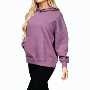Vente directe d'usine, sweats à capuche surdimensionnés pour femmes, 100% coton, légers, streetwear, sweats à capuche vierges, logo personnalisé - Product Image 4