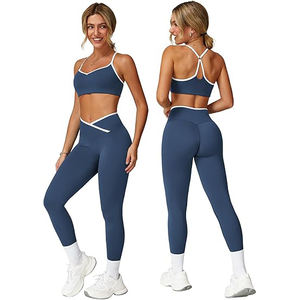 Conjunto de Yoga Activado por el Sudor para Mujer, Sujetador Deportivo, Leggings de Cintura Alta, Tecnología de Refrigeración, Nailon y Spandex, Mapeo Térmico - Product Image 1