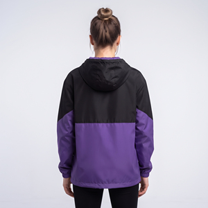 OEM Custom Embroidered Logo <b>Women</b> Windbreaker Hoodie 3/4 Zipper Hiking Camping Hooded <b>Jacket</b> 100% Nylon <b>Waterproof</b> Rain Hoodie - Product Image 2