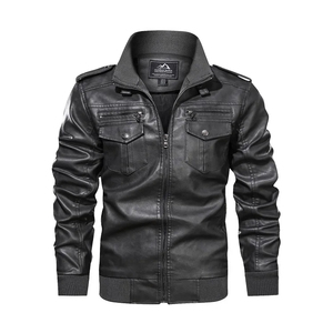 Custom Solid Bomber <b>Jacket</b> for Men One Piece Fur & Velvet Suede <b>Leather</b> Motorcycle <b>Winter</b> Outwear Coat OEM Support - Product Image 5