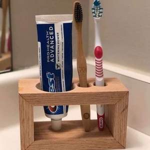 Eco Friendly Bamboo Wooden <b>Toothbrush</b> <b>Holder</b> Bathroom Organizer Stand with Toothpaste and Razor Storage for Home and Hotel Use - Product Image 5