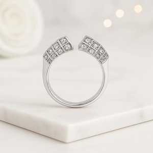 Moissanite Round Cut Diamond Open Cuff <b>Stacking</b> <b>Ring</b> For Women's original 925 Silver With Gold Plated For Bridal Promise Gift - Product Image 6