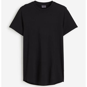 Camiseta Larga Negra para Hombre, Manga Corta, Estilo Casual Urbano, Algodón, Largo Extendido, Logotipo Personalizado - Product Image 2