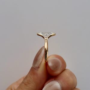 2.50 Ct Moval Cut Solitaire Engagement Ring <b>Moissanite</b> Half Bezel Set Solid Gold Fine <b>Jewelry</b> For Women's - Product Image 2