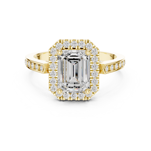 Classic Engagement Wedding Anniversary Halo Rings 2 CT E Color VS1 Emerald Cut Lab Grown Diamond 14K Solid Gold Ring - Product Image 1