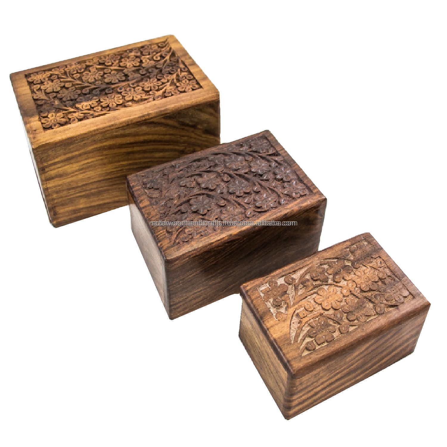 Wooden Cherry Finish Customizable Pet Memorial Urn for Dog Ashes - NAZAR WOOD HANDICRAFTS Model IU-5