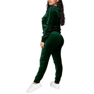 Ensemble de survêtement pour femme en velours, 2 pièces, tenue de jogging en velours, sweat à capuche court à manches longues et survêtement oversize pour femme - Product Image 6