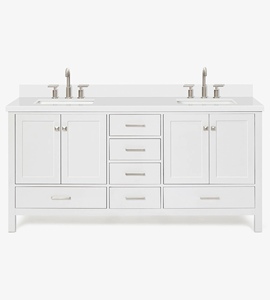 Meuble-lavabo Abigail 73 pouces à marque privée, blanc, double vasque, plateau en quartz blanc pur, optionnel, vente en gros, usine du Vietnam - Product Image 2
