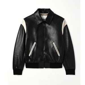 <b>Men's</b> Genuine Leather High Street Zipper Closure Turn-Down Collar Breathable Solid Color Biker Style Autumn Wear <b>Men's</b> <b>Jackets</b> - Product Image 6