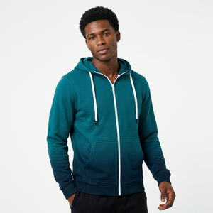 Sweat-shirt à capuche zippé pour homme, couleur unie, coupe décontractée, coton French Terry, vêtements d'automne - Product Image 5