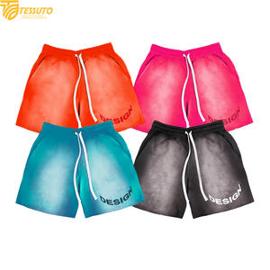 Pantalones Cortos de Algodón con Degradado Personalizado para Hombre, Estilo Urbano Vintage con Efecto Lavado Ácido, Pantalones Cortos Deportivos de Baloncesto con Logotipo Personalizado - Product Image 3