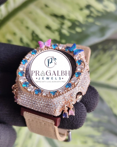 นาฬิกาเพชรแบบกำหนดเอง Pragalbh Jewels ประดับเพชรโมอิสซาไนต์รูปผีเสื้อ ตัวเรือนสแตนเลสสตีลสีโรสโกลด์ ของขวัญสุดหรู - Product Image 2