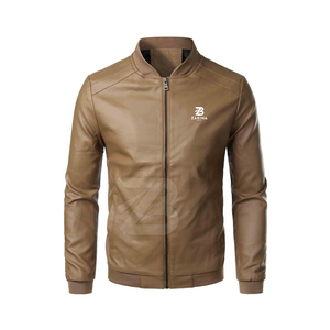 Chaqueta de Cuero PU Unisex, Estilo Béisbol, Corte Ajustado, Informal, para Motocicleta, Tallas Grandes, Transpirable, Color Sólido, a la Moda - Product Image 1