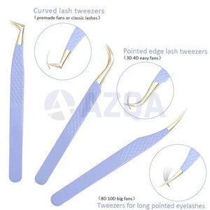 Ensemble de pinces à cils en acier inoxydable pour extensions de cils, vente en gros, nouveau produit très demandé, outils d'application de cils avec logo personnalisé - Product Image 5