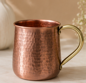 Hammered <b>Copper</b> <b>Mug</b> With Brass Handle Vintage Style Vintage Insulated Barrel Cocktail Drinkware with Brass Handle Drinkware - Product Image 2