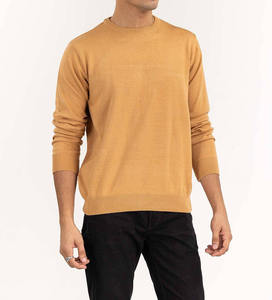 เสื้อสเวตเตอร์คอกลมผู้ชาย แขนยาว ผ้าขนสัตว์เมอริโนถัก น้ำหนักเบา บางเบา สีพื้น สำหรับฤดูใบไม้ร่วง - Product Image 3