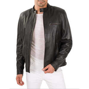 Chaqueta de Cuero Sintético para Hombre, Estilo Motero, Cuello Alto, para Otoño - Product Image 3
