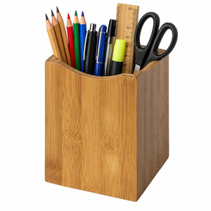 Natural Wooden Pencil Holder Organizer with Curved Open Top <b>Rustic</b> <b>Wood</b> <b>Desk</b> Storage Box for Pens Pencils Makeup Brushes Holder - Product Image 2