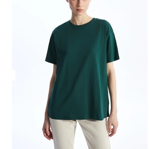 Best Quality Women's Summer Casual Custom Solid Brown Color Anti-Wrinkle Quick Dry Breathable Cotton T-Shirts Wholesale - Product Image 3