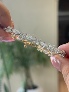 Elegante Pulsera de Diamantes Creados en Laboratorio con Corte Marquesa de 8.00 Quilates, Joyería de Oro con Eslabones Florales Tipo Tenis, Regalo de Compromiso, Boda, Novia, Oro 14K - Product Image 5