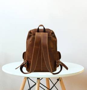 Rugged Vintage Leather <b>Backpack</b> Waterproof Anti-Theft Laptop Rucksack Genuine Leather Travel Kit LBP-0321 - Product Image 2
