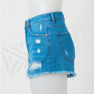 Shorts en jean sexy pour femmes, couleur personnalisée, déchirés, en coton, coupe slim, taille haute, élégants, décontractés, streetwear d'été - Product Image 3