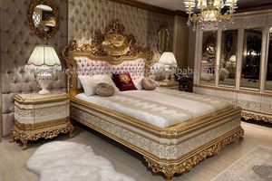 Juego de Muebles de Dormitorio Estilo Retro Maharaja, Cama King Size Plegable Blanca y Dorada con Almacenamiento a Precio Accesible en EE. UU. - Product Image 3