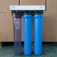 Carcasa de Filtro Jumbo de Plástico de 20 Pulgadas y 4.5 Pulgadas de Diámetro, Sistema de Filtración de Agua de 3 Etapas con Soporte de Hierro y 3 Medidores de Presión