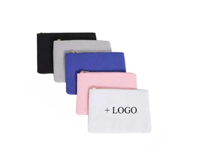 Wholesale PFIVE <b>Large</b> Capacity Cotton Canvas Zipper Closure Custom Logo Printed Thread Pattern Fashion Makeup <b>Bag</b> <b>Cosmetic</b> <b>Bags</b> - Product Image 4
