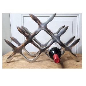 El último estante de vino de aluminio fundido estilo cuadrado con acabado pulido de espejo accesorio de barra de almacenamiento de botellas de vino de Metal decorativo para el hogar - Product Image 5