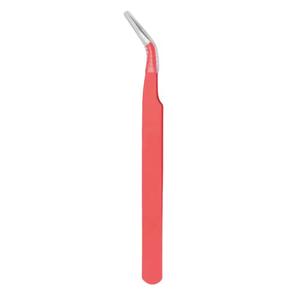 Pinces à cils de précision en acier inoxydable avec pointe lisse et manche rouge - Product Image 1