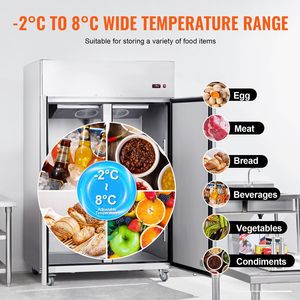 Equipo de Refrigeración para Cocina Comercial, Refrigerador Vertical de Acero Inoxidable de 44.21 Pies Cúbicos, 2 Puertas, 54.4 Pulgadas de Ancho, Descongelación Automática - Product Image 5