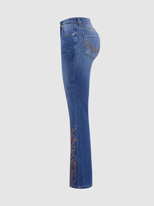 Pantalon évasé classique 2026 en denim respirant à séchage rapide, taille mi-haute, style urbain, longueur intégrale, vintage, décontracté pour l'été - Product Image 6