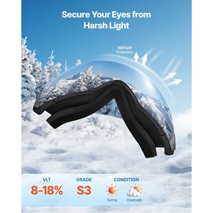 Occhiali da Sci Senza Montatura per Uomo, Donna e Giovani con Lenti Sferiche Blu Revo, Antiappannamento OTG, Montatura in TPU Ventilata - Product Image 3