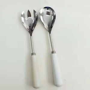 Food Service Metal Salad Server Set Stainless Steel Salad Serving Spoon Fork <b>Kitchen</b> Dining <b>Table</b> Use - Product Image 2