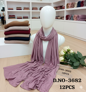 Ensemble de hijab en jersey de qualité supérieure - D.NO-3682 |   Collection de foulards quotidiens doux, respirants et extensibles - Product Image 3