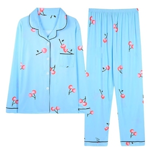 Conjunto de Pijama de Manga Larga 100% Algodón para Mujer, Estampado, Transpirable, Informal, con Botones, Tejido de Alta Calidad - Product Image 6
