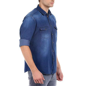 Chemises en denim tricotées à manches longues de qualité supérieure pour hommes, chemise décontractée pour hommes, produits les plus vendus, logo personnalisé, respirant - Product Image 5