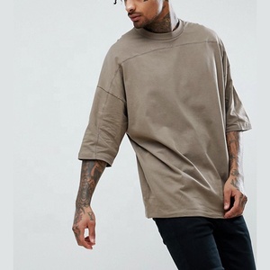 Venta al por mayor precio barato streetwear ajuste suelto puntadas altas ropa jogging entrenamiento correr liso en blanco vintage deporte gimnasio camiseta - Product Image 2