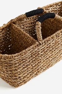 Three-compartment seagrass <b>basket</b> with handle Handmade <b>Storage</b> <b>Basket</b> Wholesale eco-friendly Made in Vietnam - Product Image 5