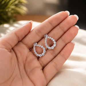 Boucles d'oreilles pendantes en argent sterling 925 avec diamants ronds brillants et moissanite, style créoles, bijoux pour femme - Product Image 3